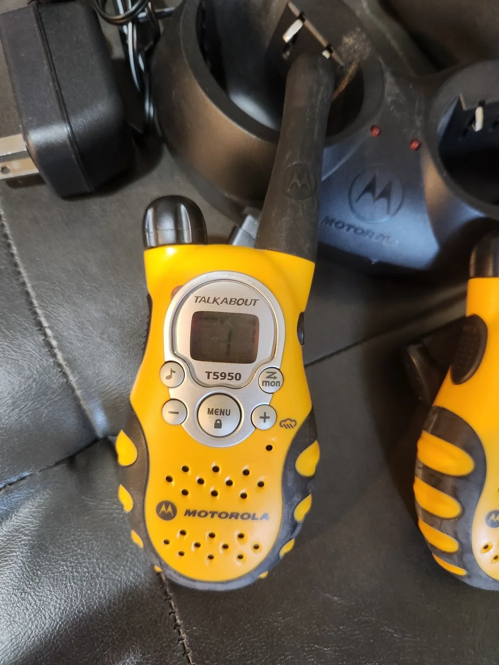 2 Sets Of Motorola Yellow & Blue Walkie Talkies - Twin Packs All Take 3 AA Batt.